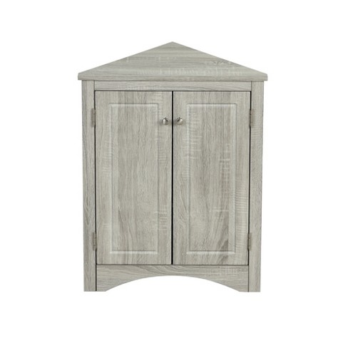 Modern Triangle Freestanding Bathroom Storage Cabinet With Adjustable Shelves Oak-modernluxe ...
