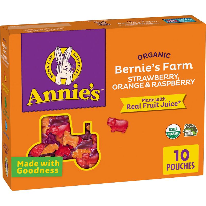 Annie&#39;s Bernie&#39;s Farm Strawberry, Orange &#38; Raspberry Fruit Snacks - 7oz/10ct, 1 of 12