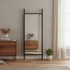 HomeRoots 63" Black Wood Leaning Ladder Framed Full Length Mirror - 2 of 4