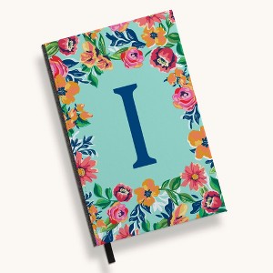 Personalization Mall Flowery Initial Journal, Blue Aqua - 1 of 4