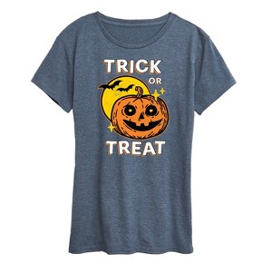 Women's - Instant Message - Vintage Trick Or Treat Pumpkin Short Sleeve Graphic T-Shirt - 1 of 4