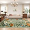 Green Floral Runner Rug Washable Rug, Non-Slip Non-Shedding Kitchen Carpet, Low Pile Stain-Resistant Foldable , for Entryway, Laundry Room, Bathroom - 4 of 4