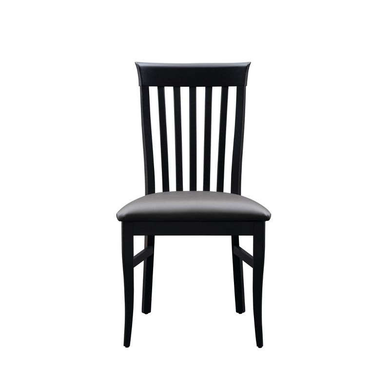 Set of 2 Smythe Slat Back Faux Leather Dining Chairs Chairs Black - Linon, 5 of 14