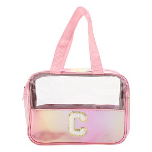 Unique Bargains Women's Clear Letter C Makeup Bag Pink 1 Pc - 1 of 3