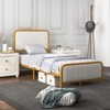 Infans Twin Gold Metal Bed Frame Upholstered Platform Bed with Velvet Headboard - 3 of 4