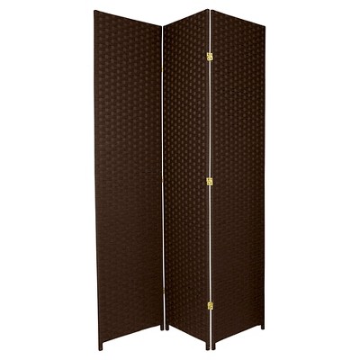 7 ft. Tall Woven Fiber Room Divider - Dark Mocha (3 Panels)