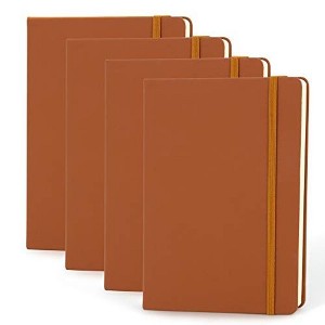 Simply Genius A5 Lined Notebooks with Hardcover - College Ruled Notebook - 192 pages, 5.7" x 8.4" (Brown, 4 Pack) - 1 of 4