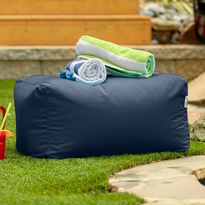 Navy Blue Acrylic Outdoor Bean Bag Ottoman