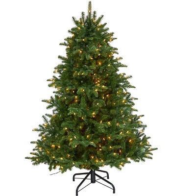 Nearly Natural 5-ft South Carolina Spruce Artificial Christmas Tree with 300 White Warm Lights and 1370 Bendable Branches