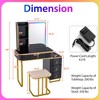 Costway Vanity Table Set with RGB LED Lights Crystal Crush Diamond Mirror Drawers Black/White - image 3 of 4