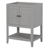 Vynxaria Gray 24" Bathroom Vanity Base with Storage Cabinet and Open Shelves - 2 of 4
