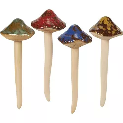 Juvale 4 Pack of Outdoor Miniature Ceramic Mushrooms for Garden Decorations, Fairy Plant Decorations for Pots, Yard, Lawn Decor, 2 x 5 In