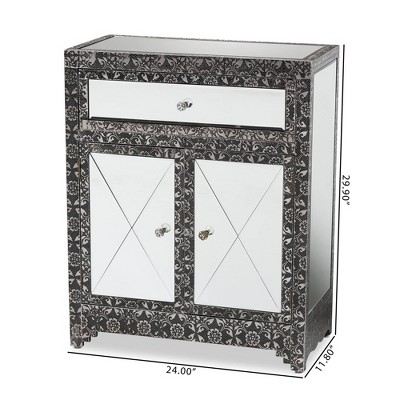 Wycliff Silver Luxe Mirrored Glass 24" Industrial Sideboard