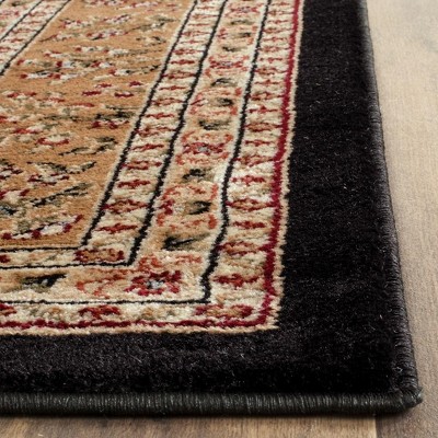 Black and Tan Floral Safavid Style Runner Rug