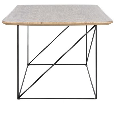 Transitional Taupe and Black Rectangular Coffee Table with Iron Legs