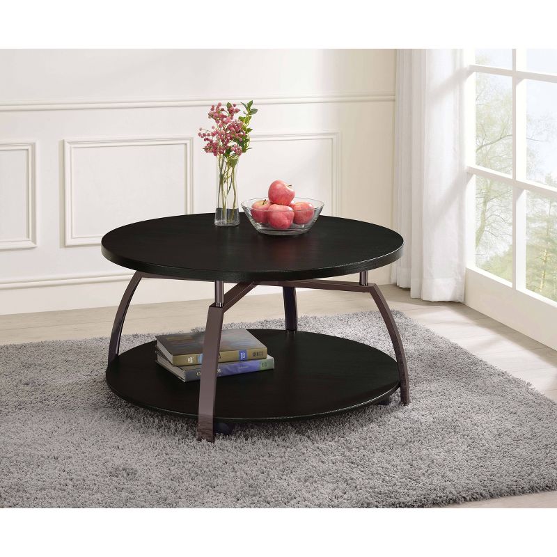 Dacre Round Coffee Table Charcoal/Black Nickel - Coaster, 3 of 6