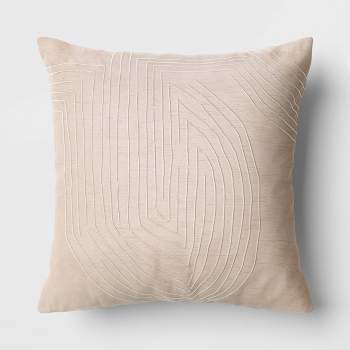 Oversized Geometric Patterned Metallic Embroidered Velvet Square Throw Pillow - Threshold™