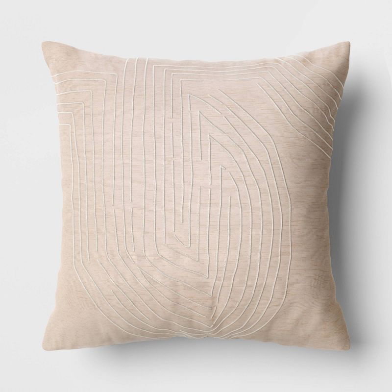 Oversized Geometric Patterned Metallic Embroidered Velvet Square Throw Pillow - Threshold™, 1 of 6