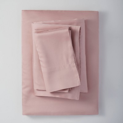 Full 400 Thread Count Washed Lyocell Solid Sheet Set Blush - Casaluna™