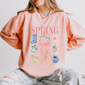 Simply Sage Market Spring Collage Coquette Lightweight Garment Dyed Sweatshirt - 1 of 4