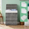 90L Laundry Hamper with Lid Laundry Clothes Hamper with 2 Removable Liner Bags Wicker Double Laundry Basket for Bathroom - 2 of 4