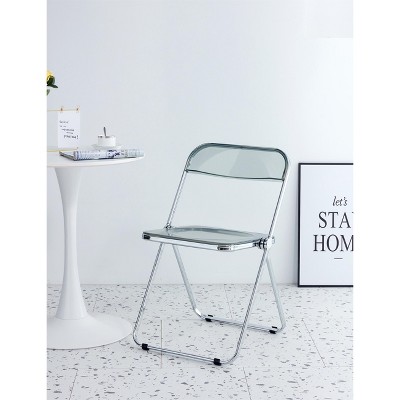 LOVMOR Clear Transparent Folding Chair,Acrylic Folding Chair PC Plastic,Chrome Frame,Bearing Weight 330lbs