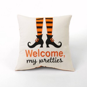 20"x20" Oversize Welcome Pretties Halloween Square Throw Pillow White - Lush Décor - 1 of 4