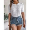 Coolmee Women's Tops Casual Scoop Neck Short Sleeve Hollow Out Shirts Loose Tunic Tops Blouses - 4 of 4