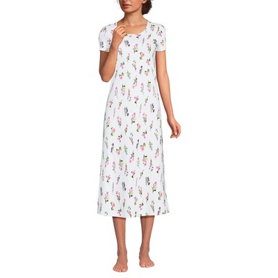 Lands' End Women's Cotton Short Sleeve Midcalf Nightgown