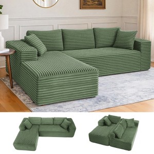 COMHOMA Boneless Couch, Compressed Sofa, Corduroy L-Shaped Sofa, No Assembly - 1 of 4