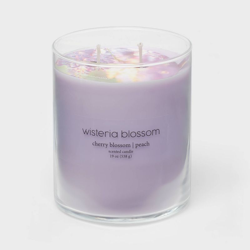Glass Jar 2-Wick Wisteria Blossom Candle Lilac Purple - Room Essentials™, 1 of 6