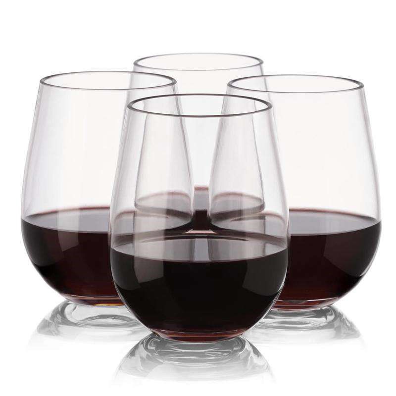 Smarty Had A Party 12 oz. Clear Elegant Stemless Plastic Wine Glasses (64 Glasses), 3 of 5