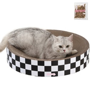 THE LICKER STORE Nelson Modern Cardboard Round Bowl Cat Scratcher with Catnip - 1 of 4