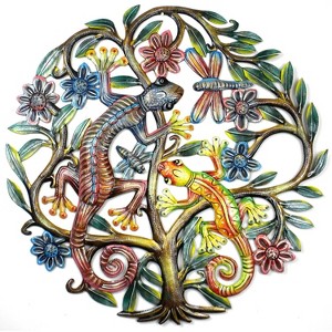 Slickblue Colorful 24-Inch Gecko Tree of Life Metal Art, Handcrafted Steel Wall Decor for Any Space - 1 of 3