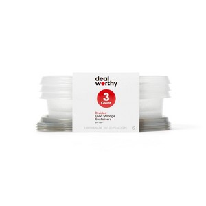 Divided Rectangle Food Storage Containers - 24 fl oz/3ct - Dealworthy™ - 1 of 3