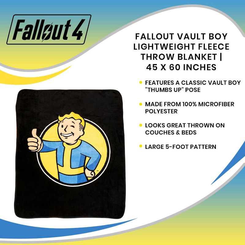 Just Funky Fallout Vault Boy Lightweight Fleece Throw Blanket | 45 x 60 Inches, 5 of 6