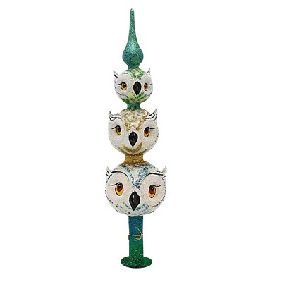 Morawski 20.0 Inch White Owl Totem Tree Topper Finial Bird Tabletop Free Standing Tree Toppers