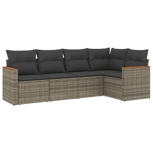vidaXL 5 Piece Patio Sofa Set with Cushions - Gray Without Table - 1 of 4