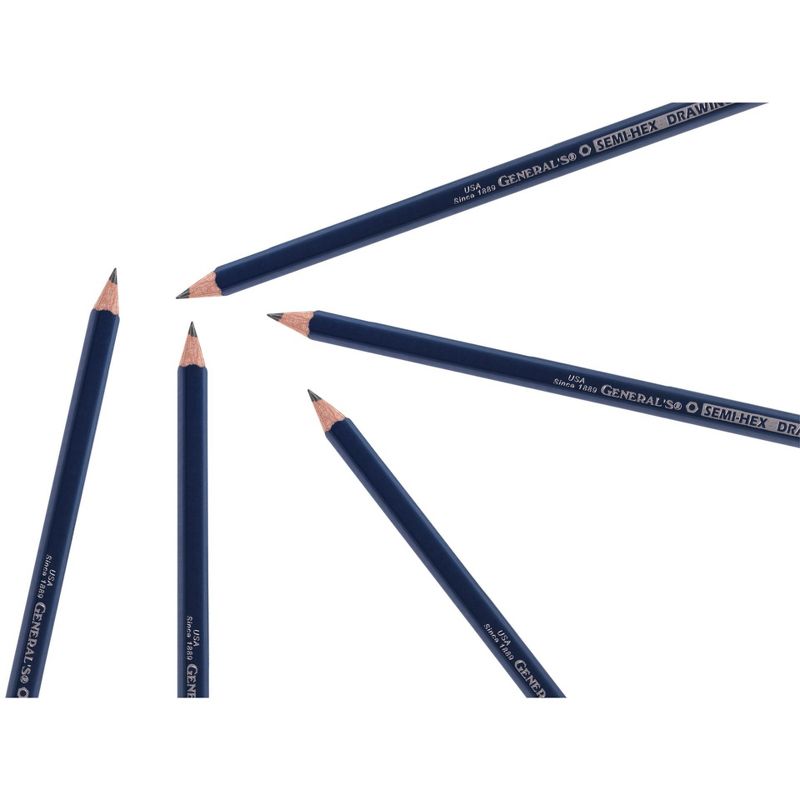 Generals Hexagonal Drawing Pencils, 5H Thin Tips, Blue, Pack of 12, 1 of 2