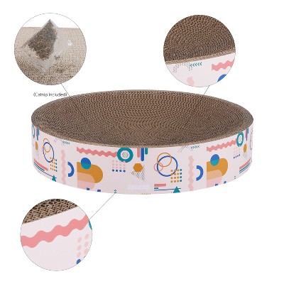Nelson 20.13" Light Pink Cardboard Round Cat Scratcher with Catnip