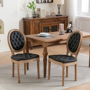 CAVINAS Dining Chairs Kitchen Chairs Set of 2 Stool with Wood Legs Hand-pulled Buckle Decoration for Kitchen - 1 of 4