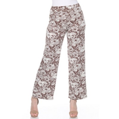 Women's Floral Paisley Wide Leg Palazzo Pants Brown Large - White Mark ...