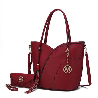 MKF Collection Imogene Two-tone Whip Stitches Vegan Leather Women’s Shoulder bag with Wallet by Mia K