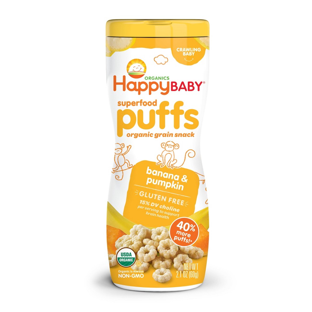 UPC 852697001194 product image for Happy Baby Organics Gluten Free Superfood Puffs Organic Grain Snack Banana & Pum | upcitemdb.com