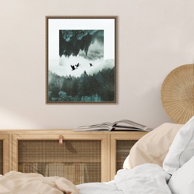 Misty Skein II Abstract Surreal Landscape Canvas Print with Bronze Frame