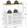 Wine Bar Cabinet, 3-Tier Detachable Wine Rack, Adjustable Shelves, Glass Holders, Mesh Door & Baffle – Small Buffet Sideboard - 2 of 4