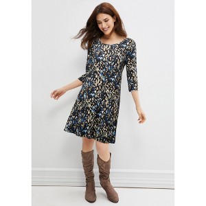 ellos Plus Size Madison Knit Three-Quarter Sleeve Dress - 1 of 4