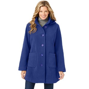Woman Within Plus Size Hooded A-Line Fleece Coat - 1 of 4