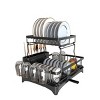 2 Tier Dish Racks for Kitchen Counter, Dish Drying Rack with Large Capacity Drain Board Set, Cup & Cutting Holder Kitchen Storage Organizers - 2 of 4