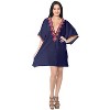 HAPPY BAY women's Vacation Casual Swim Holiday Beachwear Summer Short Party Swimsuit Cover ups Beach Dress Large-X-Large Blue Solid - 3 of 3